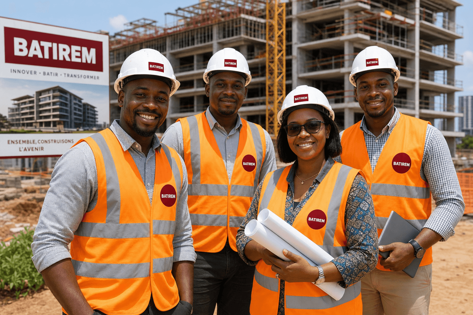 Équipe BATIREM GROUP sur un chantier à Abidjan